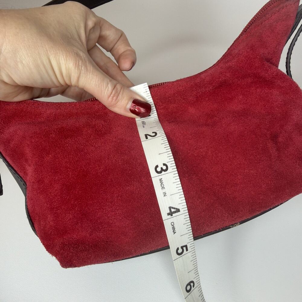 Kathy Ireland Y2K Mini Small Handbag Purse Red Leather Suede - Picture 15 of 16